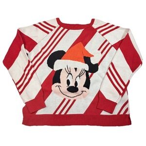 Disney Minnie Mouse Christmas Sweater Youth 11/12 Red Holiday Knit Pullover
